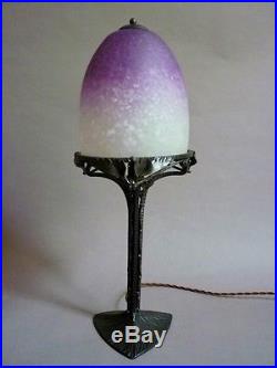 Lampe art deco Schneider et Fournier lampe verre et fer 