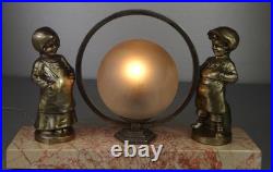 1920/1930 Lampe Veilleuse Eclairage Statue Sculpture Epoque Art Deco Aux Enfants