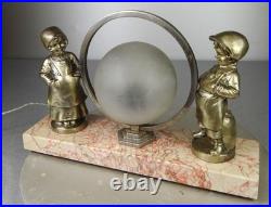 1920/1930 Lampe Veilleuse Eclairage Statue Sculpture Epoque Art Deco Aux Enfants