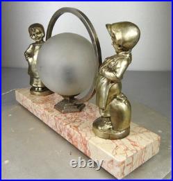 1920/1930 Lampe Veilleuse Eclairage Statue Sculpture Epoque Art Deco Aux Enfants