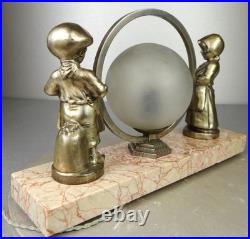 1920/1930 Lampe Veilleuse Eclairage Statue Sculpture Epoque Art Deco Aux Enfants