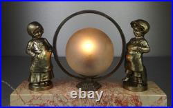 1920/1930 Lampe Veilleuse Eclairage Statue Sculpture Epoque Art Deco Aux Enfants