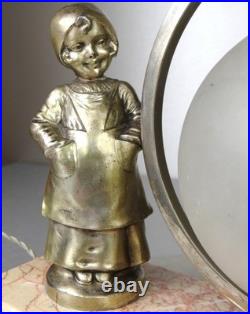 1920/1930 Lampe Veilleuse Eclairage Statue Sculpture Epoque Art Deco Aux Enfants