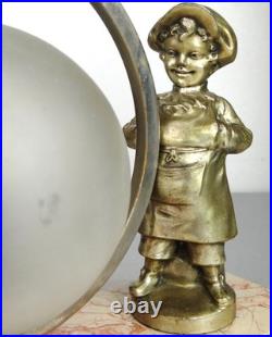 1920/1930 Lampe Veilleuse Eclairage Statue Sculpture Epoque Art Deco Aux Enfants