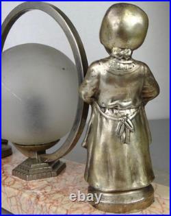 1920/1930 Lampe Veilleuse Eclairage Statue Sculpture Epoque Art Deco Aux Enfants