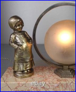 1920/1930 Lampe Veilleuse Eclairage Statue Sculpture Epoque Art Deco Aux Enfants