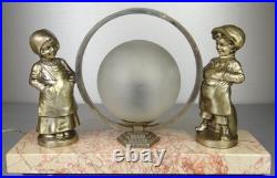 1920/1930 Lampe Veilleuse Eclairage Statue Sculpture Epoque Art Deco Aux Enfants