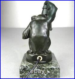 1920/1930 Max Le Verrier Lampe Veilleuse Statue Sculpture Art Deco Boubou Singe