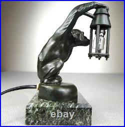 1920/1930 Max Le Verrier Lampe Veilleuse Statue Sculpture Art Deco Boubou Singe