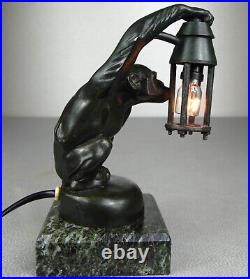 1920/1930 Max Le Verrier Lampe Veilleuse Statue Sculpture Art Deco Boubou Singe