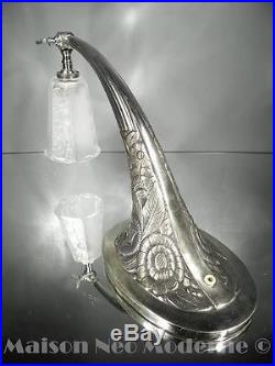 1925 France Petite Lampe En Bronze Nickelé Et Verre Pressé-moulé Art Déco