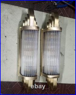 1 Lampe Murale Vintage Art Deco En Verre Et Laiton Or #27 Sconce