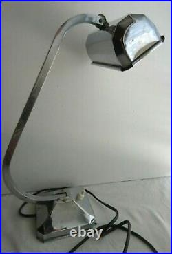 1a12, Lampe de bureau PIROUETTE Art Déco 1930, lampe articulée en métal chromé