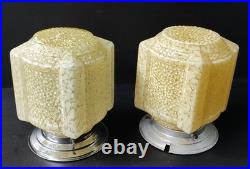 2 Lampe A Poser Ou Plafonnier Globe Verre Clichy Style Skyscraper Art Deco