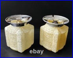 2 Lampe A Poser Ou Plafonnier Globe Verre Clichy Style Skyscraper Art Deco