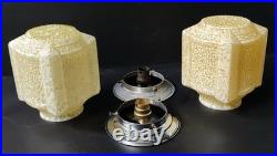 2 Lampe A Poser Ou Plafonnier Globe Verre Clichy Style Skyscraper Art Deco