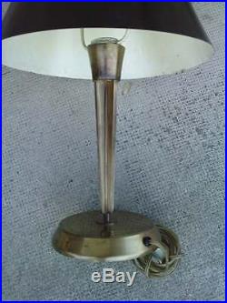 2 lampes design art deco bronze abat-jour tole st bouillotte genet michon lamp