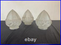 3 ancien globe obus tulipe, building verre art deco