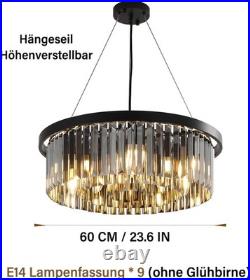 60cm Lustres En Cristal Dimmable Lampe Ronde En Cristal De Luxe, Pour Le Salon