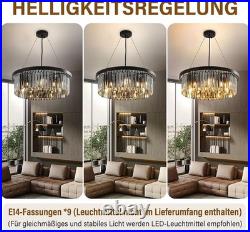 60cm Lustres En Cristal Dimmable Lampe Ronde En Cristal De Luxe, Pour Le Salon
