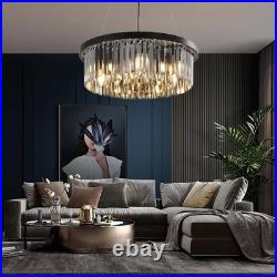 60cm Lustres En Cristal Dimmable Lampe Ronde En Cristal De Luxe, Pour Le Salon