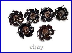 6 Tulipes Art Déco en verre pressé Degué pour lampe et lustre