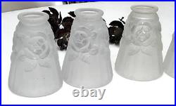 6 Tulipes Art Déco en verre pressé Degué pour lampe et lustre 6 Tulipes Art Déco en verre pressé Degué pour lampe et lustre