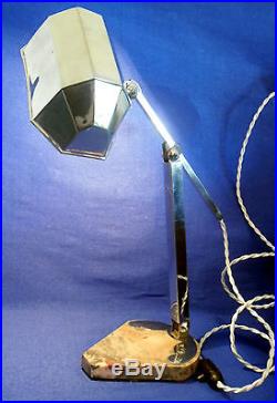 ANCIENNE LAMPE DE BUREAU SOCLE MARBRE EPOQUE ART DECO SIGNEE Artisanat Français