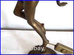 ANCIENNE LAMPE à Poser en BRONZE ou Laiton Décor FEMME NUE Style Art Déco