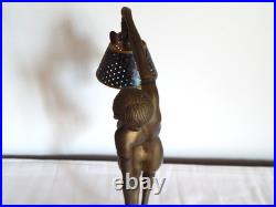 ANCIENNE LAMPE à Poser en BRONZE ou Laiton Décor FEMME NUE Style Art Déco
