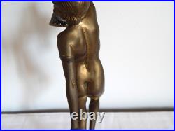 ANCIENNE LAMPE à Poser en BRONZE ou Laiton Décor FEMME NUE Style Art Déco
