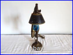 ANCIENNE LAMPE à Poser en BRONZE ou Laiton Décor FEMME NUE Style Art Déco