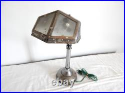 ANCIENNE LAMPE de BUREAU PIROUETT Art Déco Verre et Métal