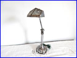 ANCIENNE LAMPE de BUREAU PIROUETT Art Déco Verre et Métal
