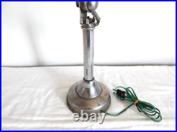 ANCIENNE LAMPE de BUREAU PIROUETT Art Déco Verre et Métal