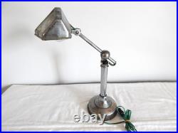 ANCIENNE LAMPE de BUREAU PIROUETT Art Déco Verre et Métal