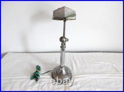 ANCIENNE LAMPE de BUREAU PIROUETT Art Déco Verre et Métal
