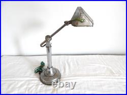ANCIENNE LAMPE de BUREAU PIROUETT Art Déco Verre et Métal
