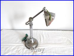 ANCIENNE LAMPE de BUREAU PIROUETT Art Déco Verre et Métal