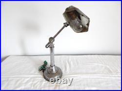 ANCIENNE LAMPE de BUREAU PIROUETT Art Déco Verre et Métal