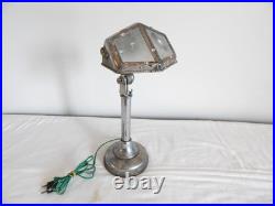 ANCIENNE LAMPE de BUREAU PIROUETT Art Déco Verre et Métal