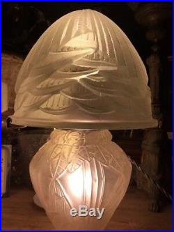 ART DECO LAMPE MODELE IRIS de ANDRÉ HUNEBELLE & Cogneville RARE