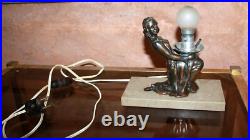 ART DECO LAMPE VEILLEUSE femme Régule sur base en marbre