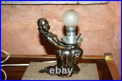 ART DECO LAMPE VEILLEUSE femme Régule sur base en marbre