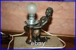 ART DECO LAMPE VEILLEUSE femme Régule sur base en marbre
