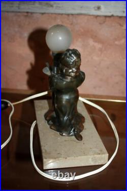 ART DECO LAMPE VEILLEUSE femme Régule sur base en marbre