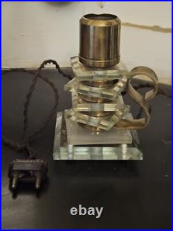 ART DECO MODERNISTE style DESNY Magnifique Pied de Lampe Verre et Laiton 1930