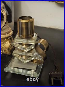 ART DECO MODERNISTE style DESNY Magnifique Pied de Lampe Verre et Laiton 1930