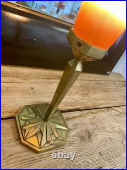 ART DECO lampe Pied bronze Globe Pâte De Verre H38cm