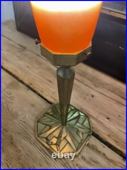 ART DECO lampe Pied bronze Globe Pâte De Verre H38cm